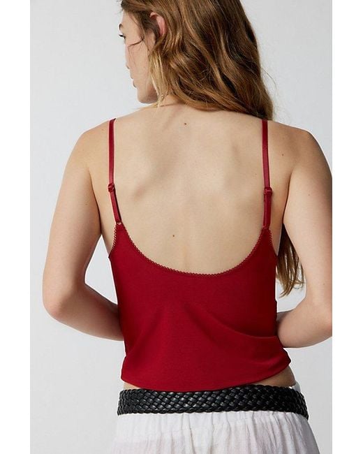 Out From Under Red Je T'Aime Mesh Cropped Cami