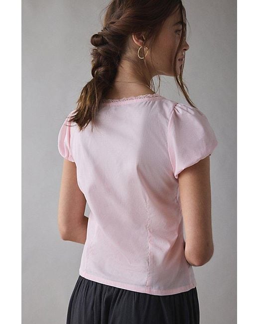 Motel Pink Ilias Lace-Trim Corset Top