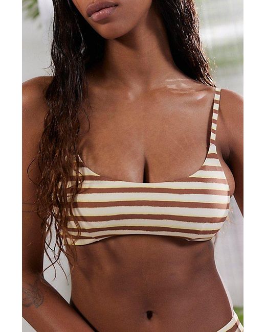 Out From Under Brown Grace Printed Scoop Neck Bikini Top