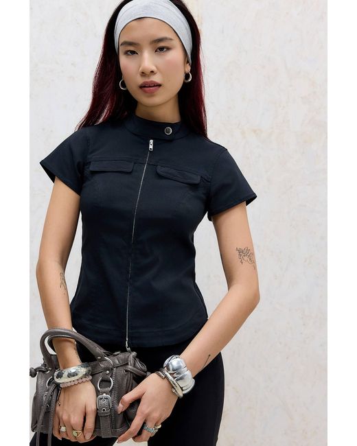 Silence + Noise Blue Silence + Noise Simi Moto Shirt Jacket