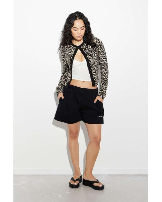 Urban Outfitters Black Uo Leopard-print Cardigan