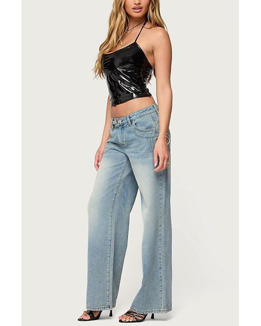 Edikted Black Vikki Vinyl Halter Top