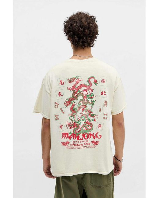 Urban Outfitters Uo White Mahjong Dragon T-shirt for men