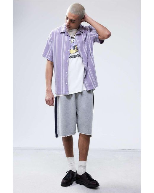Urban Outfitters Purple Uo Lilac Striped Crinkle Shirt for men