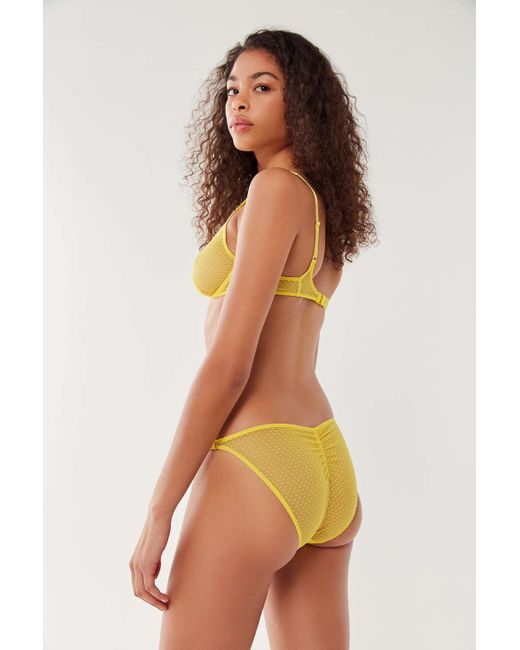 Out From Under Yellow Carly Sheer Mesh Bikini Knickers