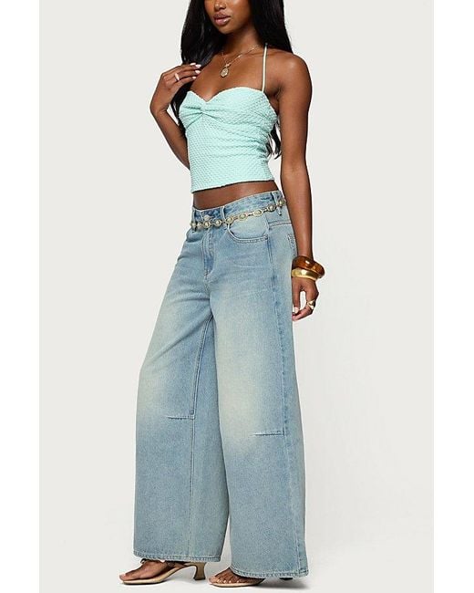 Edikted Green Zoee Twisted Textured Halter Top
