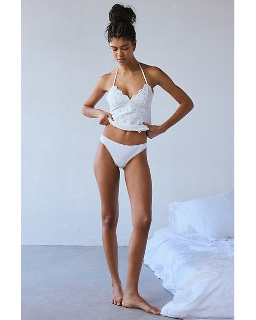 Out From Under White Diamond Pointelle Knit Low Rise Thong