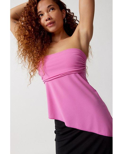 Urban Outfitters Pink Uo Y2K Asymmetrical Tube Top