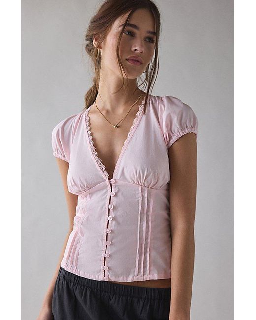 Motel Pink Ilias Lace-Trim Corset Top