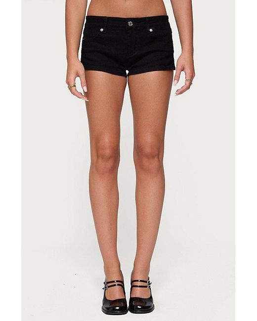 Edikted Black Jagger Low Rise Denim Shorts