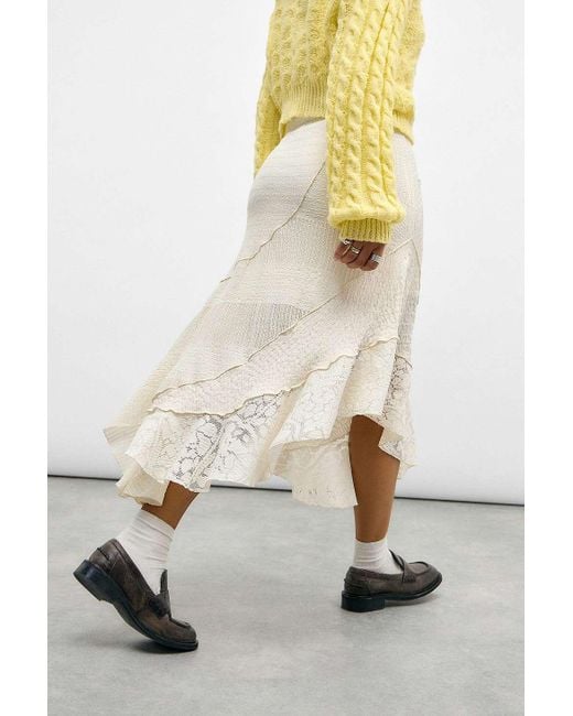 Urban Outfitters White Uo Textured Asymmetric Midi Skirt