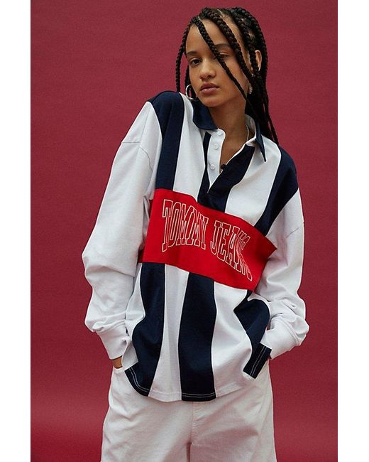 Tommy Hilfiger Tommy Jeans Archive Rugby Polo Shirt Top in Red Lyst Canada