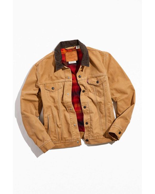 Levi's Lined Canvas Trucker Jacket in Yellow for Men | Lyst Canada