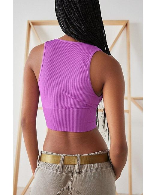 Out From Under Pink Hailey Seamless Plunge Cropped Tank Top