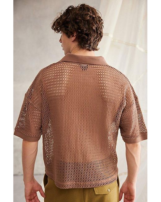 Standard Cloth Brown Foundation Mesh Polo Shirt Top for men