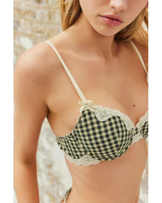 Out From Under Green Clover Gingham Bra