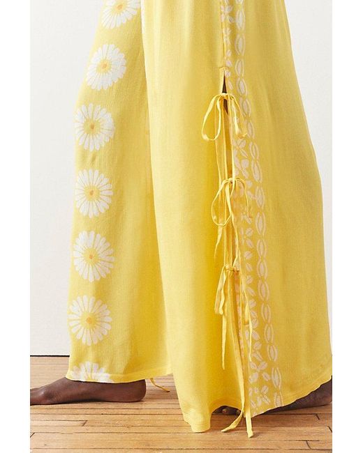 Out From Under Yellow Tied Up Gauze Wide Leg Pant