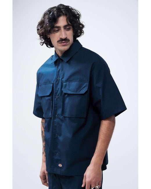 Dickies Blue Navy Fisherville Short-sleeved Shirt for men