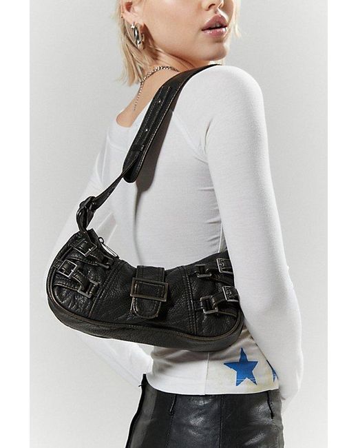 Silence + Noise Gray Buckle Biker Bag