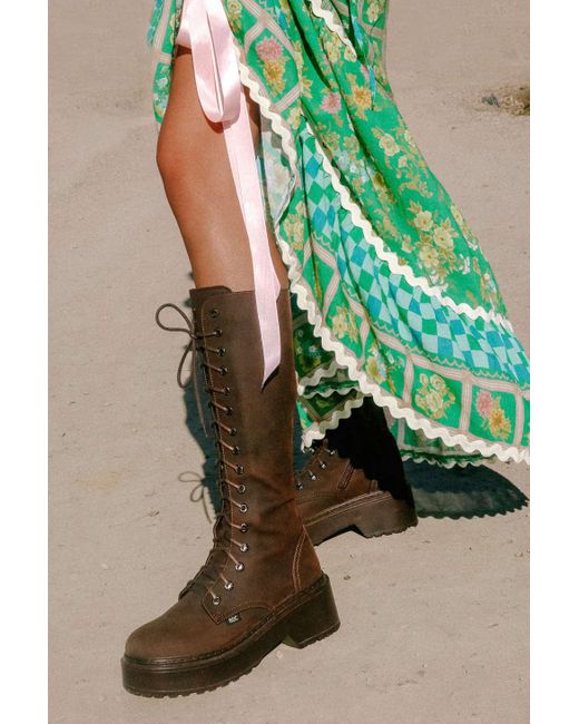 ROC Boots Australia Green Roc Tulsa Leather Knee-high Boot In Brown,at Urban Outfitters