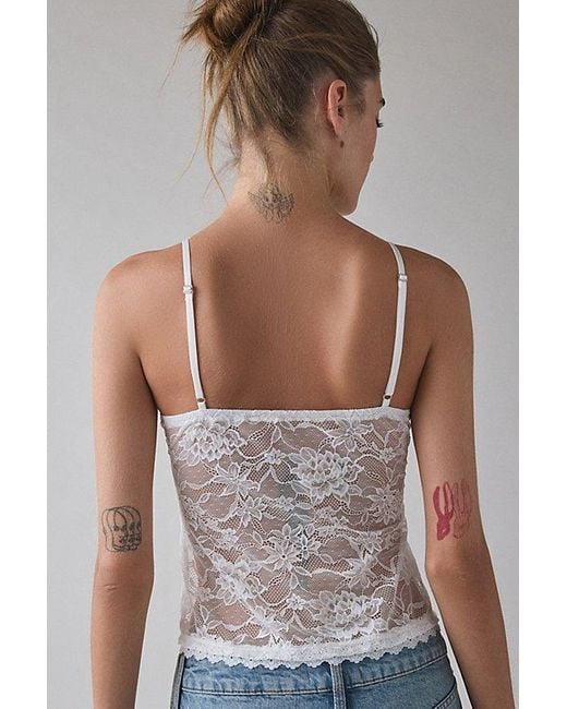 Kimchi Blue White Mae Sheer Lace Split-Front Bow Detail Cami