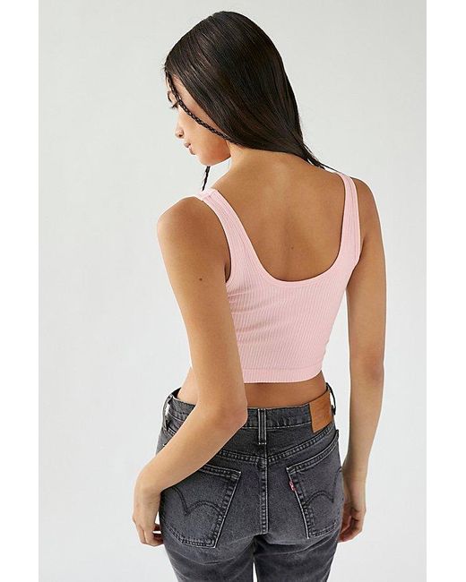 Out From Under Pink Drew Seamless Ribbed Cropped Tank Top