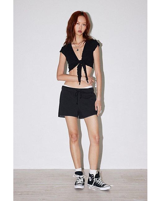 Out From Under Black Sandstorm Tie-Front Cropped Top