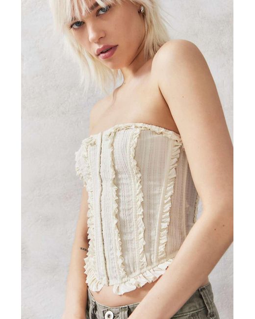Urban Outfitters White Uo Harley Bandeau Ruffle Corset