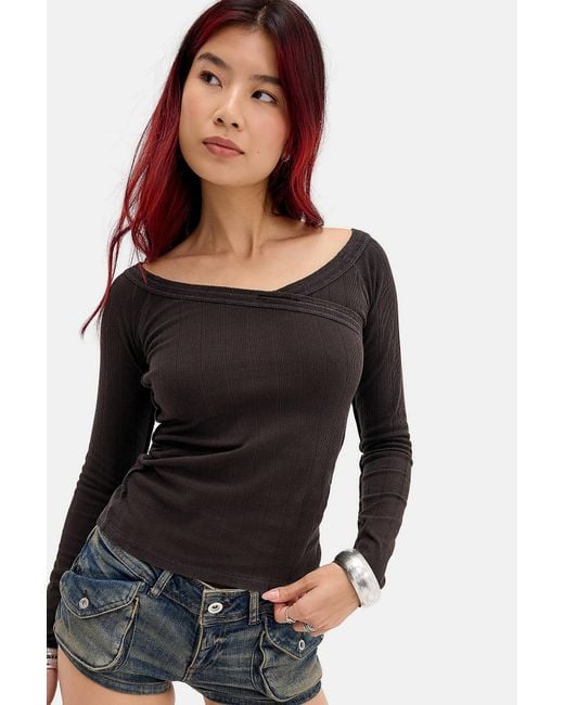 BDG Black Jordy Rib Crossover Top