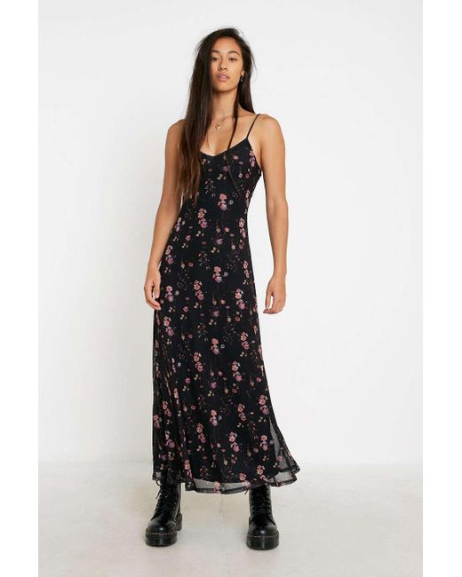Black floral mesh dress cheap