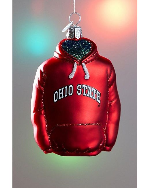 Urban Outfitters Red Ohio State University Hoodie Glass Ornament