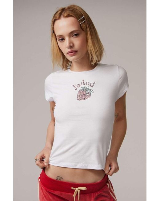 Jaded London White Lucia Strawberry Diamante Baby T-shirt