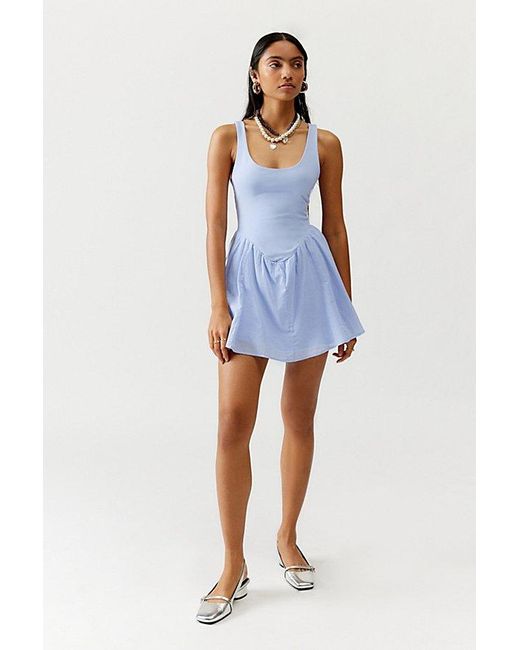 Urban Outfitters Blue Uo Daphne Drop-Waist Mini Dress