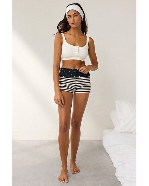 Out From Under White Tripp Waffle Knit Henley Bra Top