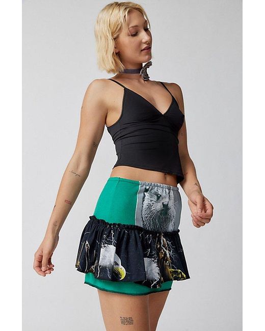 Urban Renewal Multicolor Remade Animal Graphic Ruffle Mini Skirt