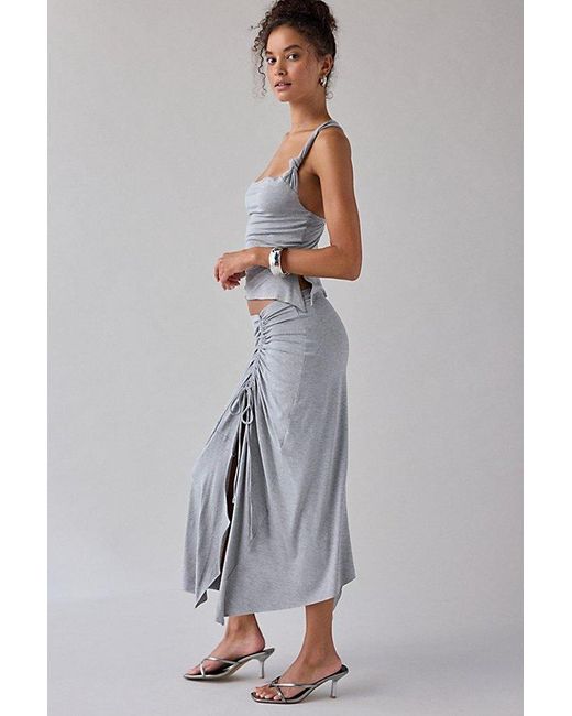 Urban Outfitters White Uo Avalon Asymmetric Jersey Knit Skirt 2-Piece Set