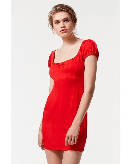 Urban Outfitters Red Uo All That Cap Sleeve Bodycon Mini Dress