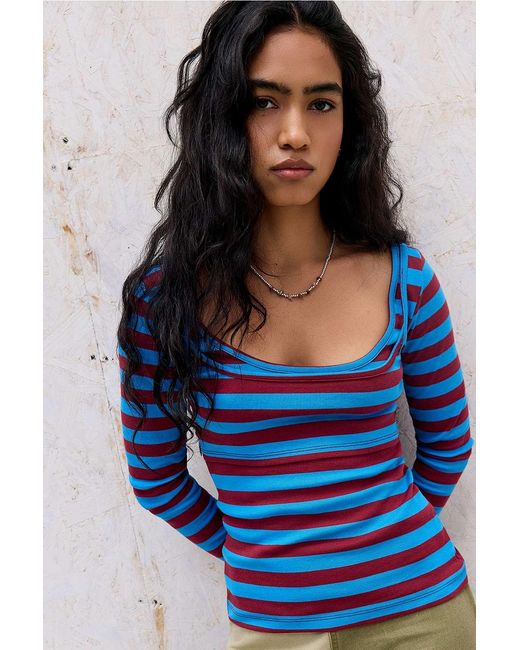 Damson Madder Blue Avielle Stripe Double Layer T-shirt