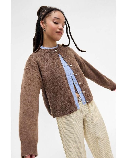 Urban Outfitters Brown Uo Miller Crew Cardigan
