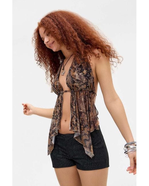 Urban Outfitters Uo Rowan Halter Camo Snake Top in Brown Lyst UK