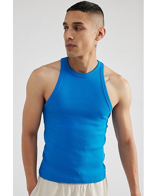 Standard Cloth Blue Foundation Ribbed Tank Top for men