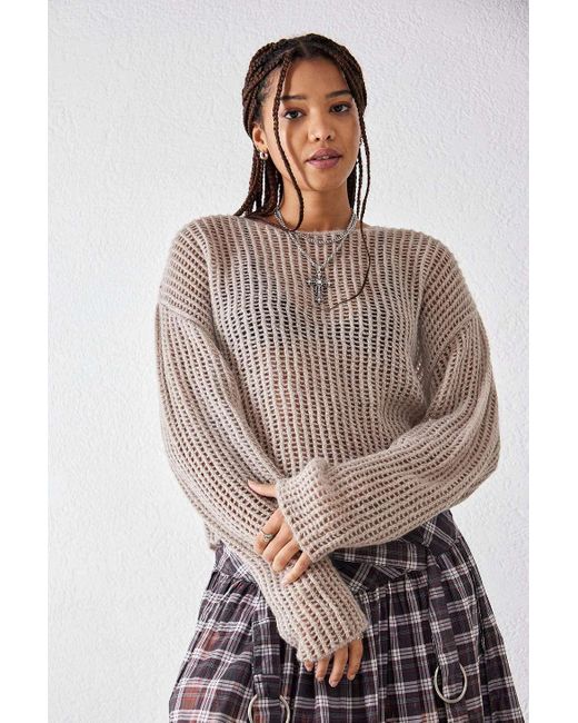 Urban Outfitters Brown Uo Sheer Knit Jumper