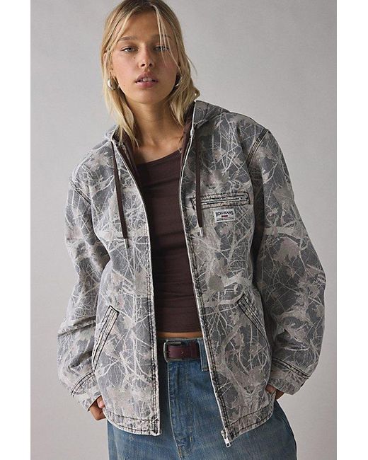 BDG Gray Avril Cotton Canvas Zip-Up Hooded Skate Jacket