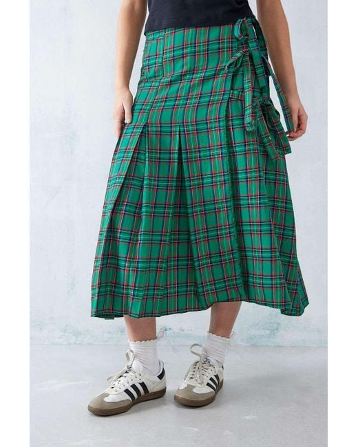 Damson Madder Green Kya Wrap Midi Kilt