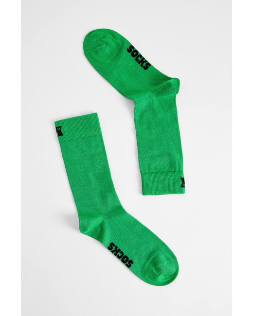 Happy Socks Green Solid Blue Socks