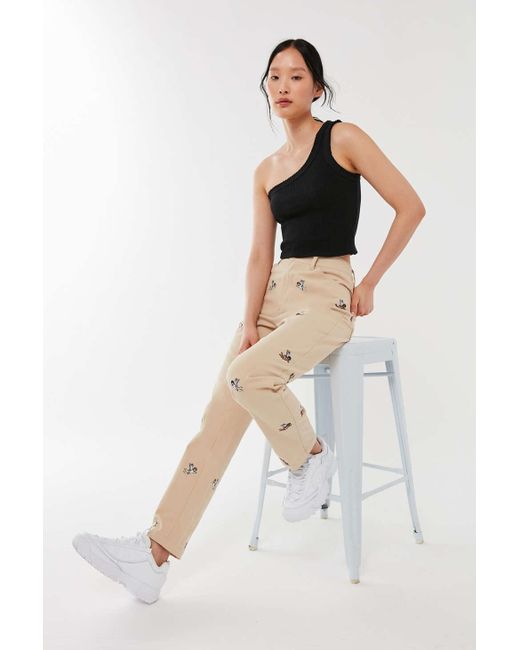 HOT LAVA Natural Uo Exclusive Embroidered Cherub Trouser Pant