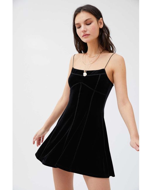 Urban Outfitters Black Uo Peaches Velvet Mini Dress