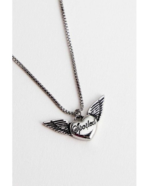 Silence + Noise White Silence + Noise Spoiled Slogan Pendant Necklace