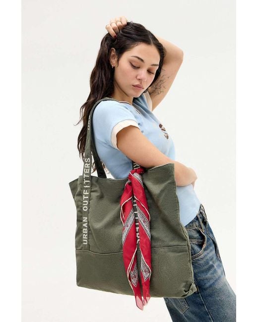 Urban Outfitters White Uo Branded Canvas Tote Bag