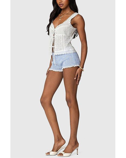 Edikted White Fiore Eyelet Tie Front Top